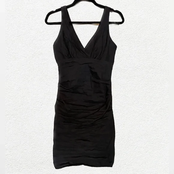 nicole miller black ruched dress Nicole Miller Collection Black Ruched Cocktail Dress